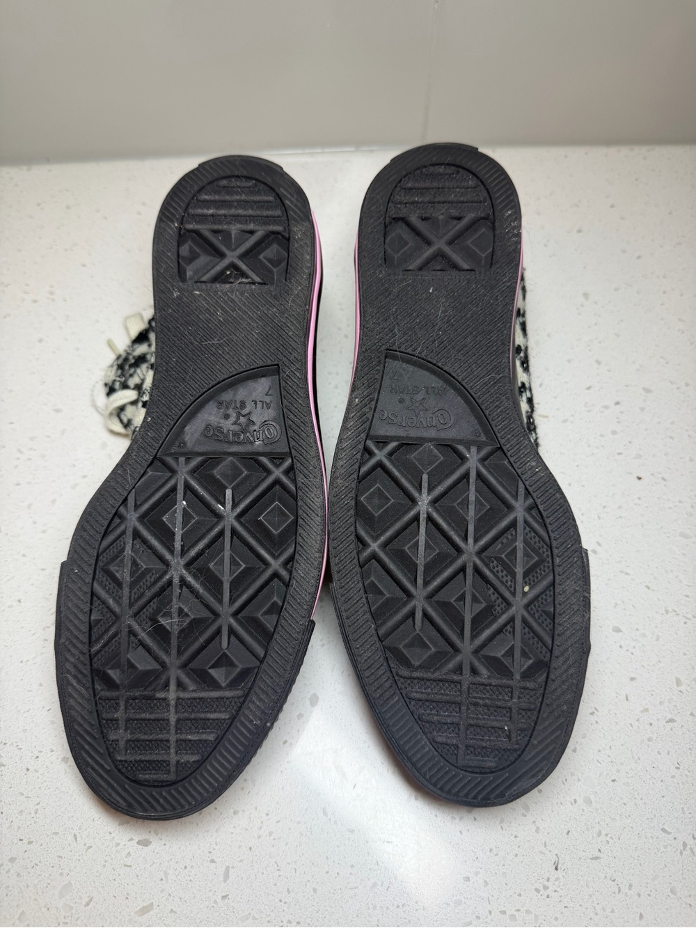 Converse Houndstooth High Tops - Black & Cream size 9 womens retro sneakers shoe - Picture 12 of 13